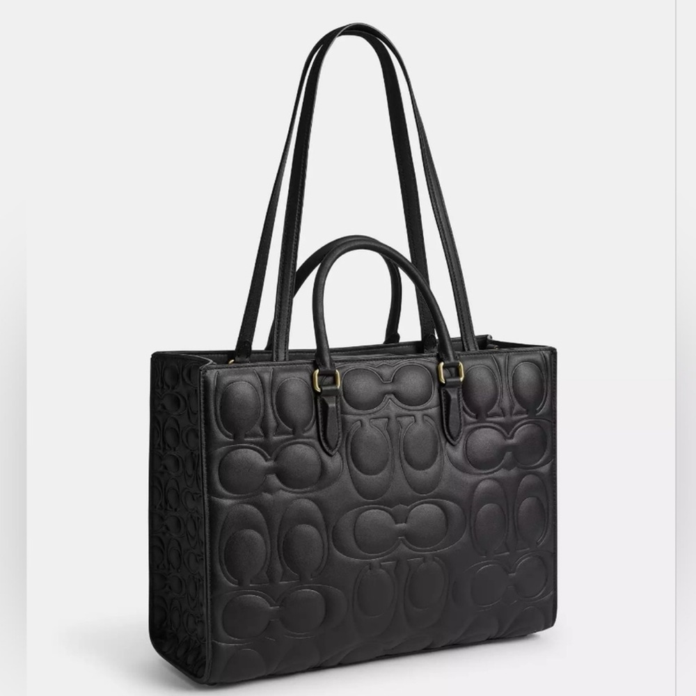NWT Coach! Maggie Tote Bag In Signature Leather 🖤🖤 dust bag included 🖤 - Picture 3 of 8